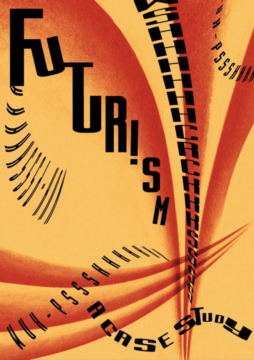 Futurism Coversheet with bold zooming font in the colour orange and red